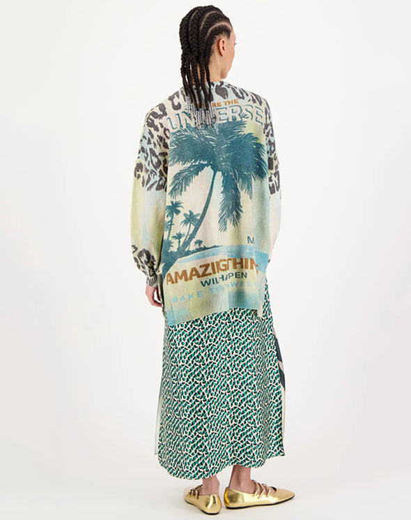 Liv Long Print Cardigan-Safari