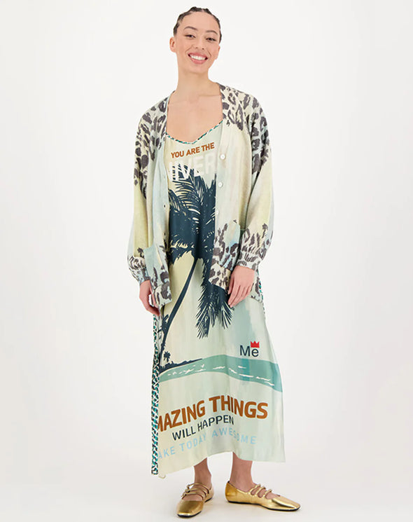 Liv Long Print Cardigan-Safari