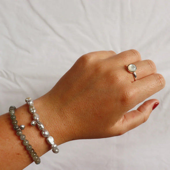 Keshi Silver Pearl Bracelet