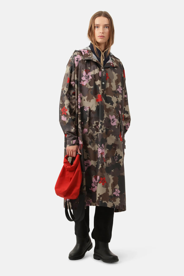 Woven Poncho-Floral Camo