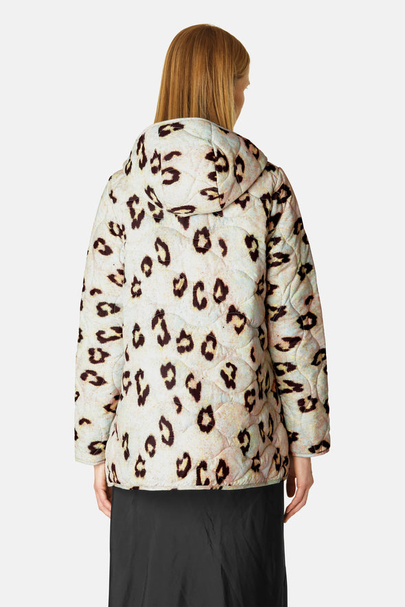 Quilted leopard rain jacket