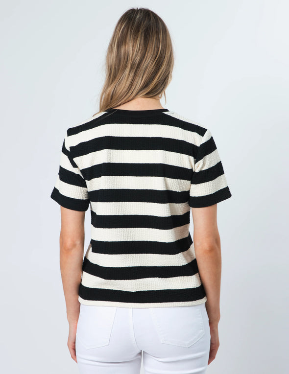 Jean top  oreo stripe