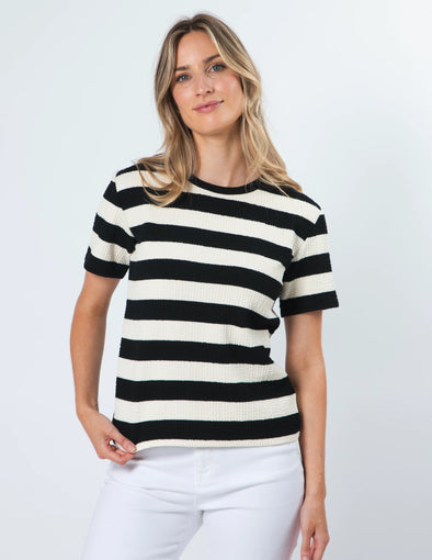 Jean top  oreo stripe