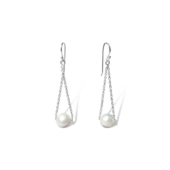 Silver Perle Double Silver Chain Earring