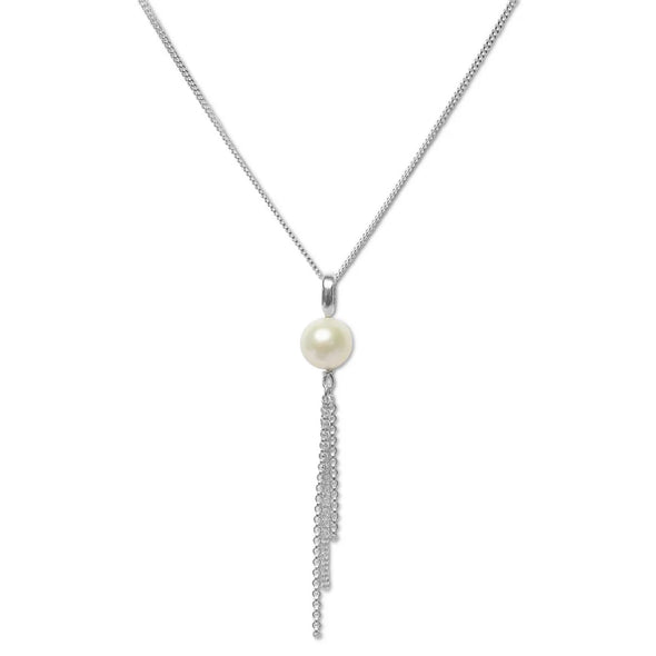 Silver Perle White 3 Chain Necklace