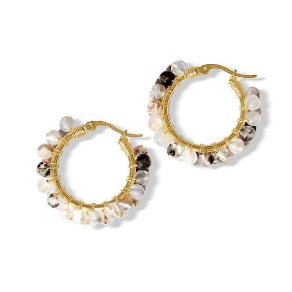 Steel Me Salt & Pepper Hoop Earrings