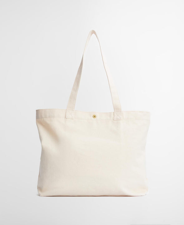 Barbour Logo Tote-Ecru/Green