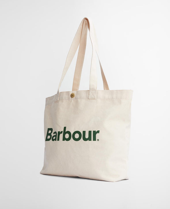 Barbour Logo Tote-Ecru/Green