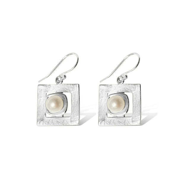 Silver Perle Square Earrings