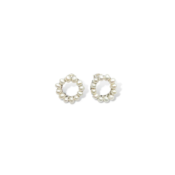 White Circle Seed Pearl Studs