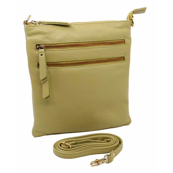 Baron Leather Double Zip Bag - Lime