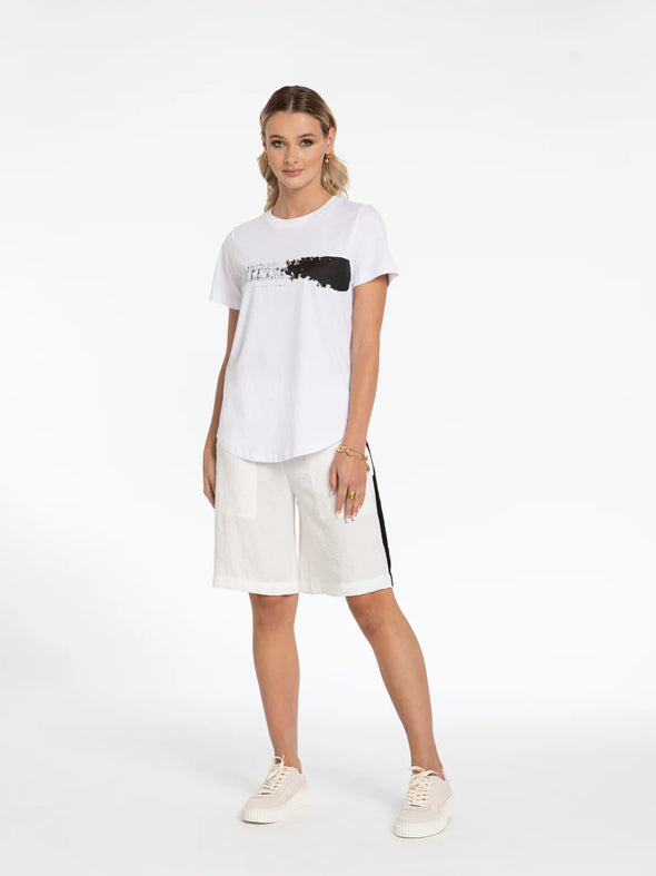 Brush Stroke Tee - White/Black