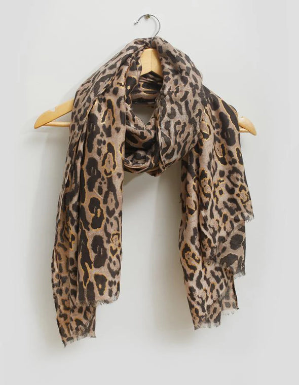 leopard gold scarf