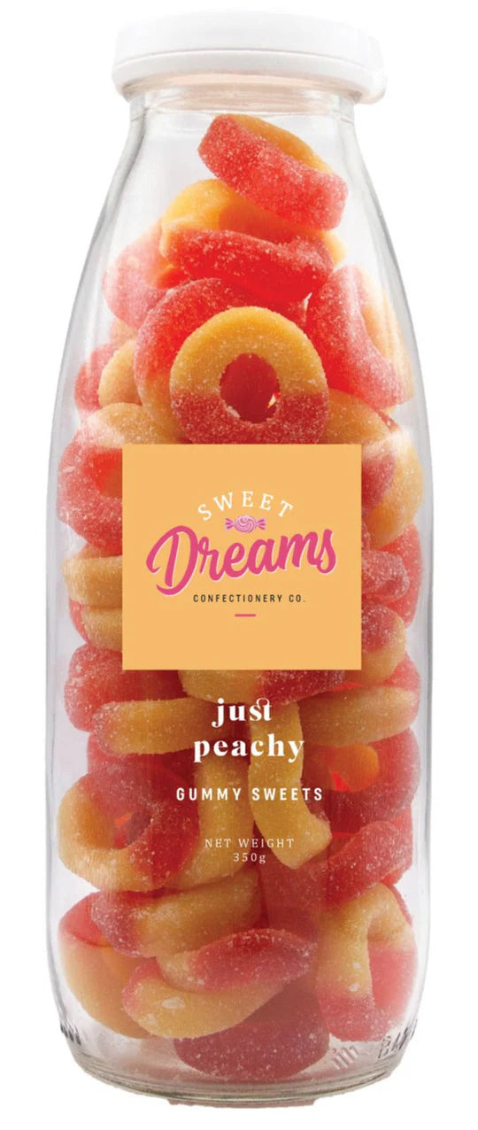 Just Peachy Gummy sweets bottle