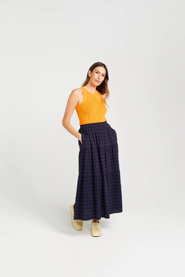 Clara Skirt-Navy Check