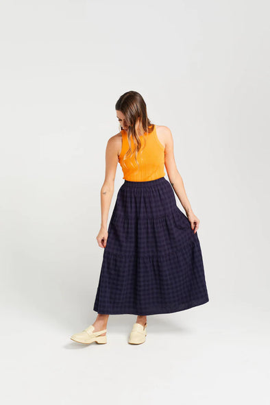 Clara Skirt-Navy Check