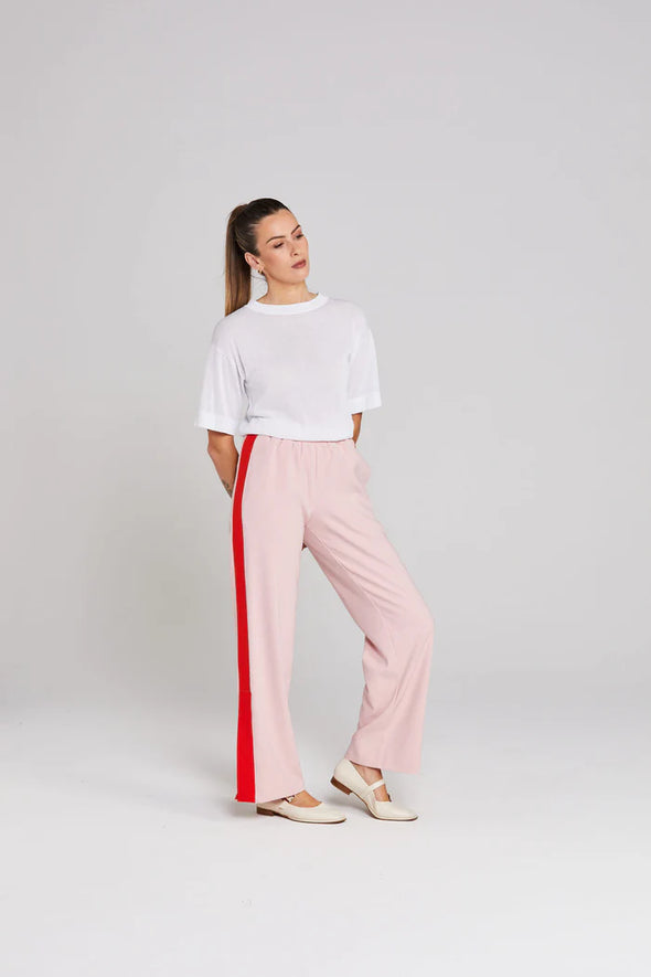 Contrast Snappy Pant-Pink Tomato