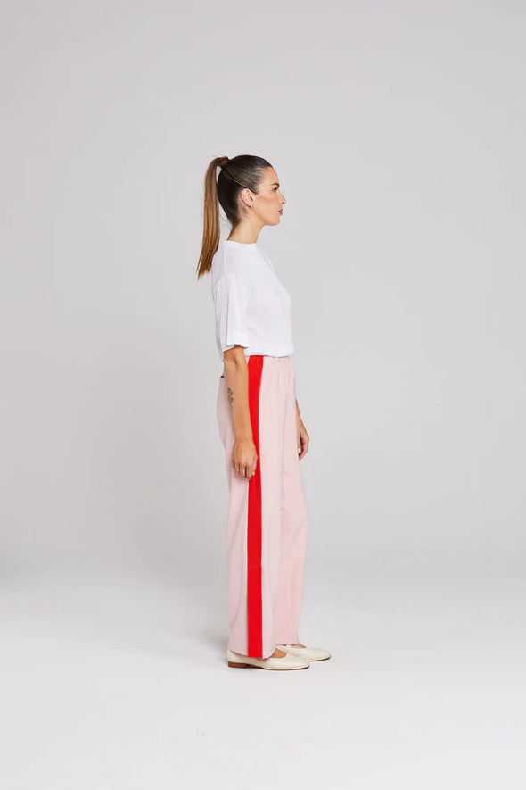 Contrast Snappy Pant-Pink Tomato