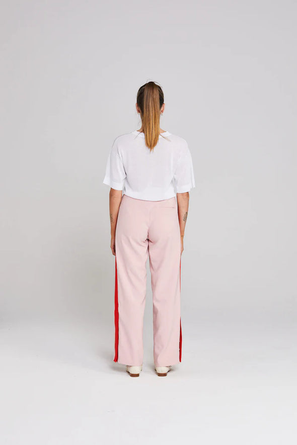 Contrast Snappy Pant-Pink Tomato