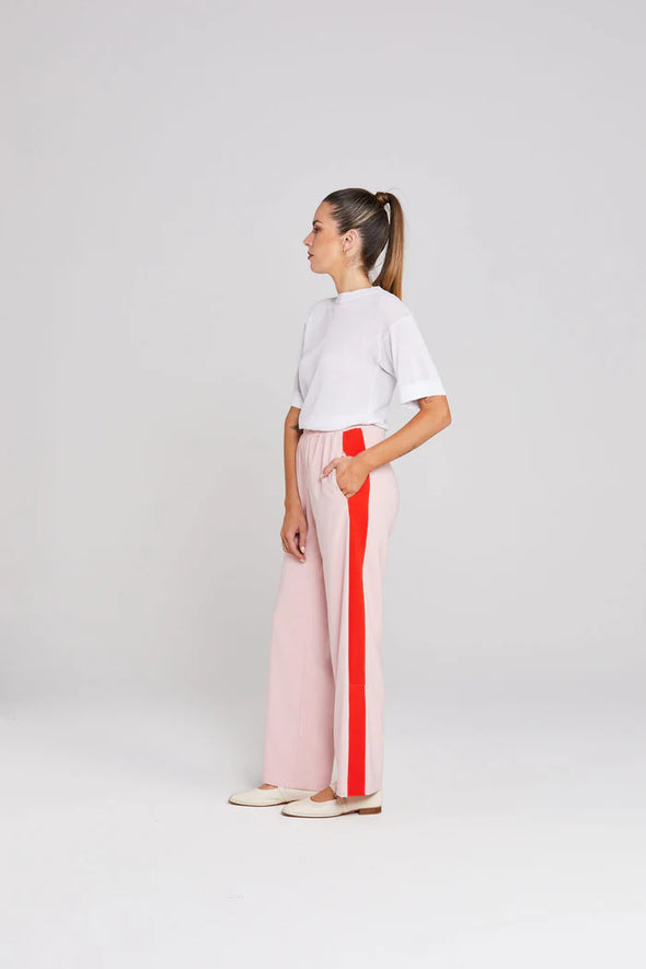 Contrast Snappy Pant-Pink Tomato