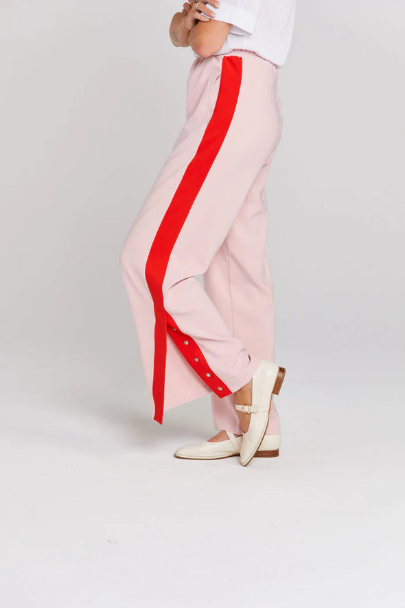 Contrast Snappy Pant-Pink Tomato