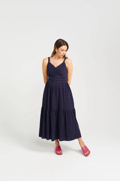 Sweet Ziggy Dress-NavyCheck