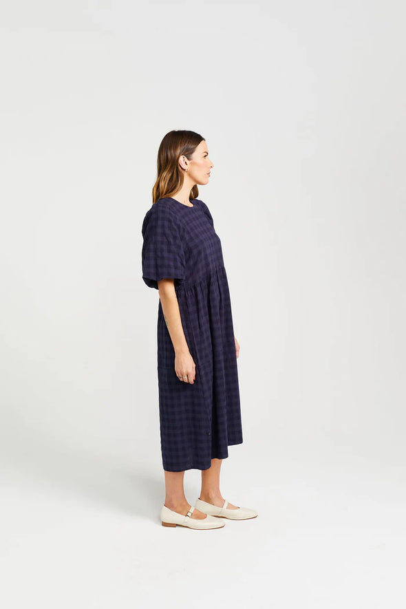 Lucinda Dress-Navy Check