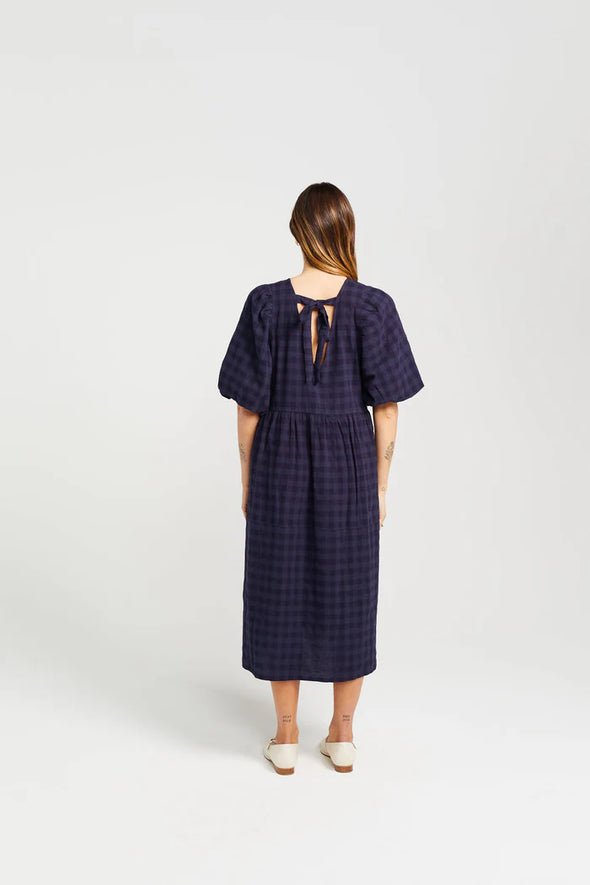 Lucinda Dress-Navy Check