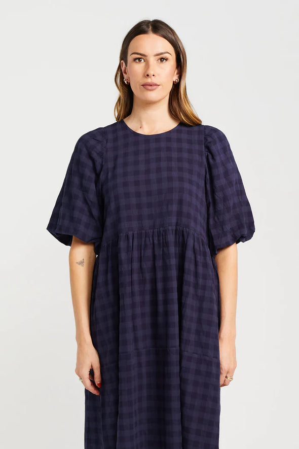 Lucinda Dress-Navy Check